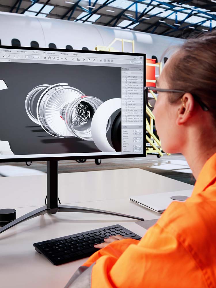 Aerospace engineer working with CAD