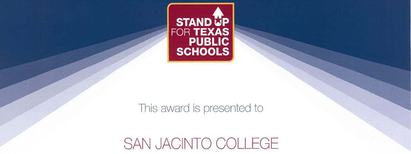 San Jacinto College received the TASB Award from PSID.